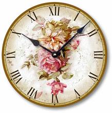 Item C6004 Vintage Style Pink Roses Wall Clock