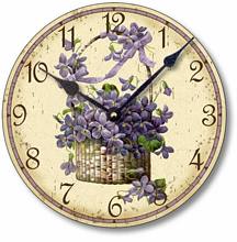 Item C6018 Victorian Style Basket of Violets Wall Clock