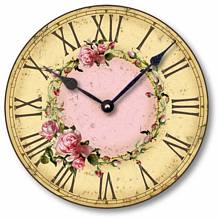 Item C6040 Vintage Style Pink Roses Clock
