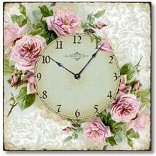 Item C6120 Vintage Style Pink Roses Clock