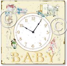 Item C7009 Vintage Style Baby Nursery Clock