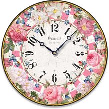 Item C8023 Vintage Style Pink Roses Wall Clock