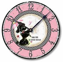 Item C9006 Fifties Retro Pink Poodle Wall Clock