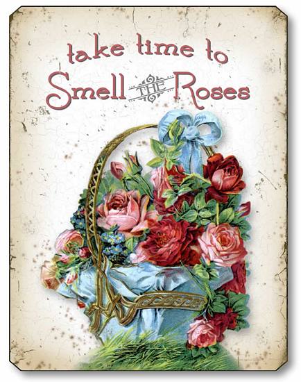 Item 05001 Victorian Basket of Pink Roses Sign