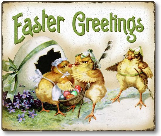 Item 09125 Vintage Style Easter Chicks Plaque