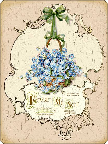 Item 20508 Antique Style Forget Me Not Perfume Label Plaque