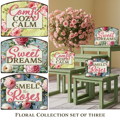 Item 66200 Floral Signs Collection of 3