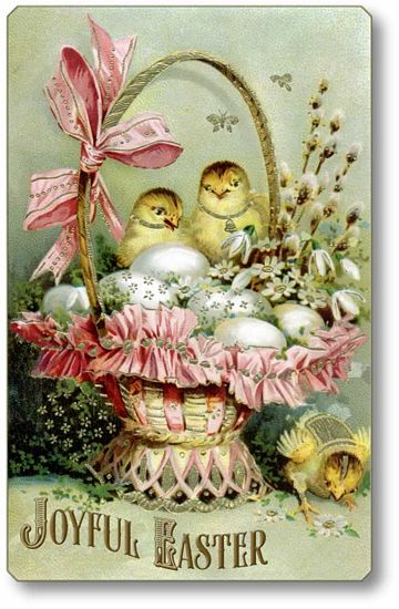 Item 735 Vintage Victorian Style Easter Basket Plaque