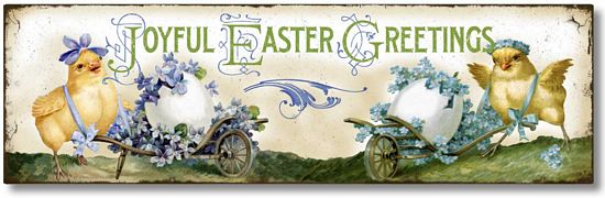 Item 8508 Vintage Style Easter Chicks and Flowers Sign