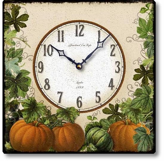 Item C8725 Square Pumpkin Wall Clock