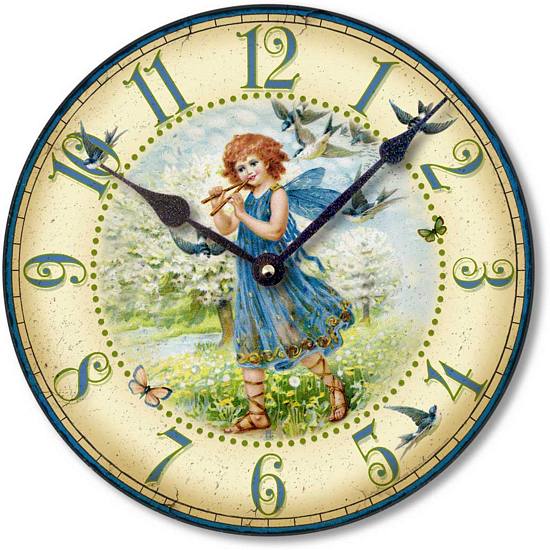 Item C1208 Vintage Style Blue Fairy Wall Clock