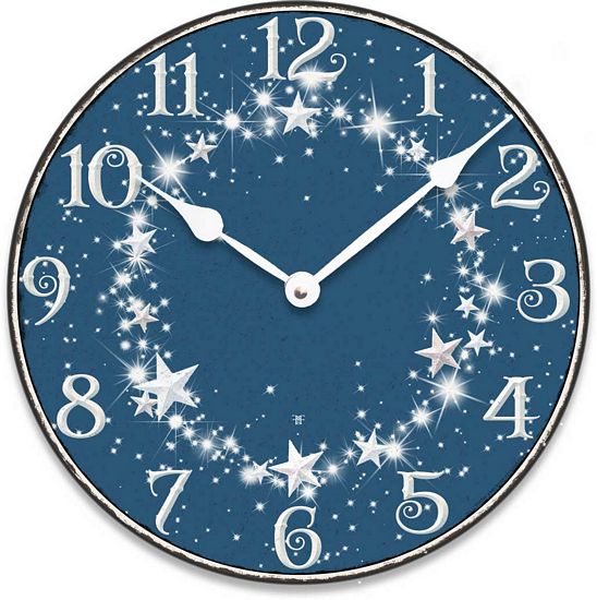 Item C1465 Vintage Style Winter Stars Wall Clock