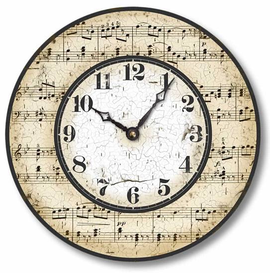 Item C2005 Vintage Style Music Notes Wall Clock