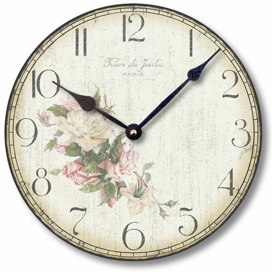Item C2044 Vintage Faded Roses Wall Clock