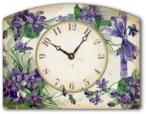 Item C32727 Romantic Violets Tabletop Clock