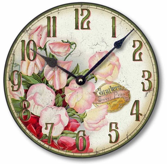 Item C8355 Sweet Peas Floral Wall Clock