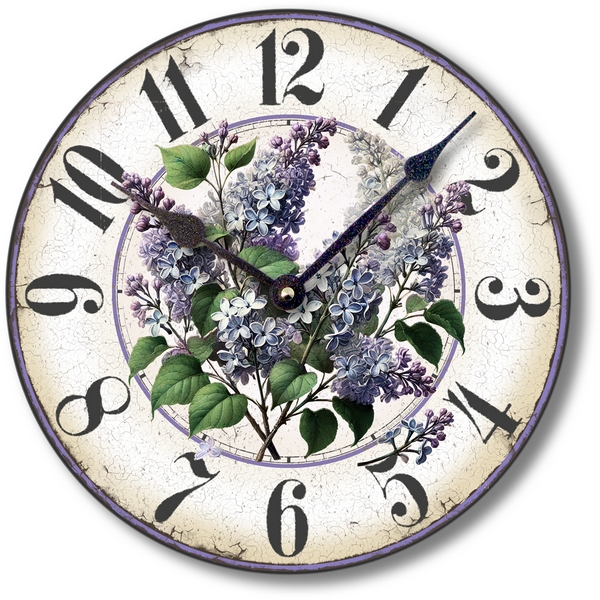 Item C8701 Vintage Style Lilacs Wall Clock
