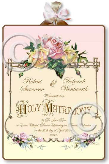 Item M300 Victorian Wedding Certificate Plaque