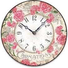 Item C1823 Pink Carnation Cottage Wall Clock