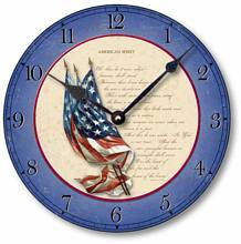 Item C2003 Vintage Style American Flag Wall Clock