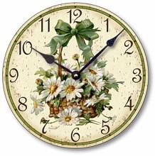 Item C6030 Victorian Style Basket of Daisies Wall Clock