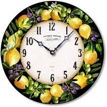 Item C8029 Black Italian Style Olives and Lemons Wall Clock