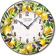 Item C8030 White Italian Style Olives and Lemons Wall Clock