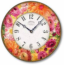 Item C8320 Pink and Orange Floral Wall Clock
