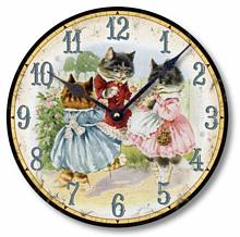 Item C9005 Three Kittens Vintage Style Wall Clock