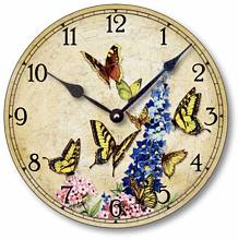 Item C9010 Vintage Style Butterflies Wall Clock